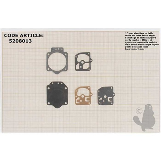 [GND-10.] Kit membranes et joints carburateur adaptable McCULLOCH PM610. Remplace origine GND-10., 5208013, 520-8013