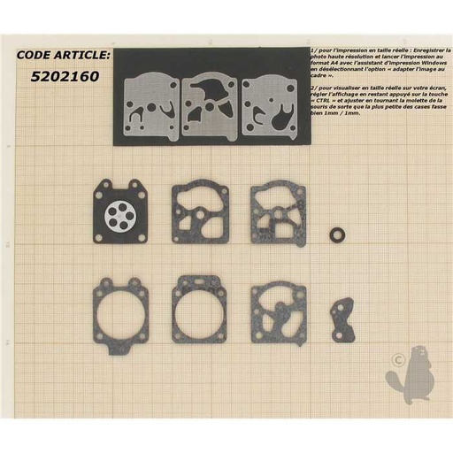 [520-2160] Kit membranes et joints carburateur adaptable ALPINA CASTOR modèles VIP21 VIP25 VIP30 VIP34 VIP4, 5202160, 520-2160