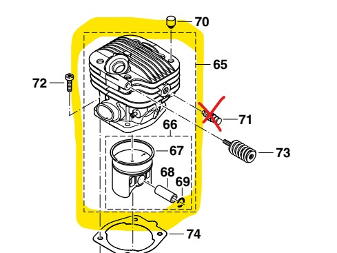 [181.130.212] Kit piston-cylindre DOLMAR PS500 D45 sans décompresseur