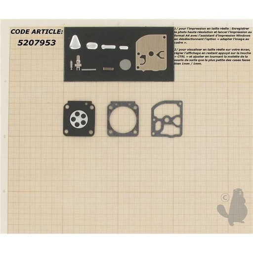 [RB-40] Kit réparation adaptable pour carburateur C3 monté sur STIHL FS450 FS108 FS106 FS120 FS200 FS2, 5207953, 520-7953