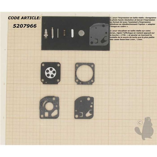 [RB-59] Kit réparation adaptable pour carburateur C1Q monté sur ECHO ES2100 ES2400 PB2100 STIHL et autres., 5207966, 520-7966