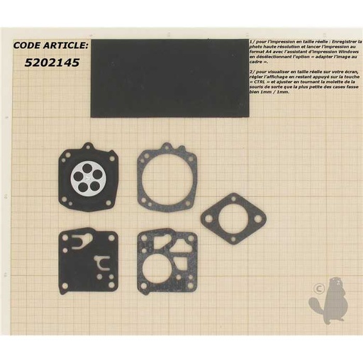 [DG-5HS] Kit membranes carburateur adaptable pour TILLOTSON. Remplace origine: DG-5HS, DG-5HS