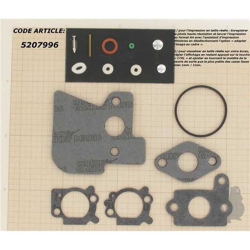 [692703] Kit réparation adaptable BRIGGS et STRATTON pour moteurs INTEK 5 5 - 6 ch.. Remplace origine: 692703, 5207996, 520-7996