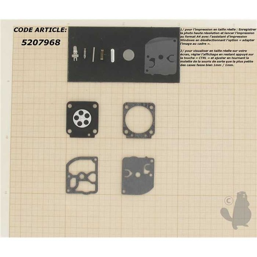 [RB-61] Kit réparation adaptable pour carburateur C1Q monté sur ECHO PB 4600 STIHL et autres. Remplace origi, 5207968, 520-7968