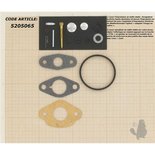 [520-5065] Kit universel adaptable TECUMSEH pour carburateur à flotteur., 5205065, 520-5065