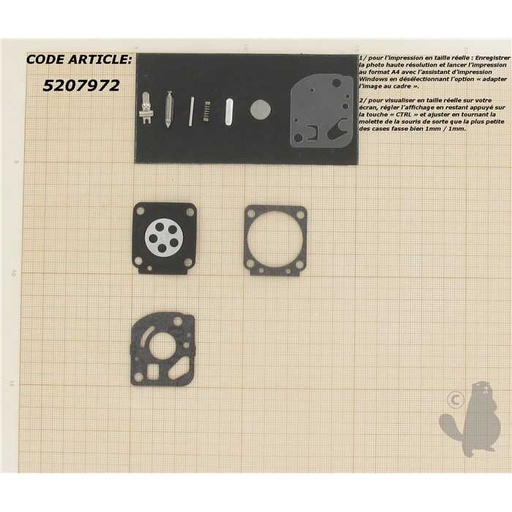 [RB-65] Kit réparation adaptable pour carburateur C1Q monté sur STIHL ECHO SV4 et autres .Remplace origine:, 5207972, 520-7972