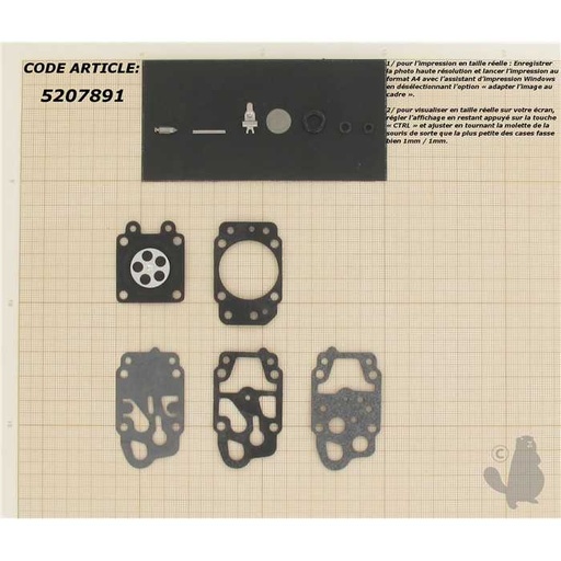[K20-WYK] Kit réparation adaptable pour carburateur WYK monté sur HUSQVARNA 132 ECHO RMA HB 212 et Tanaka SW, 5207891, 520-7891