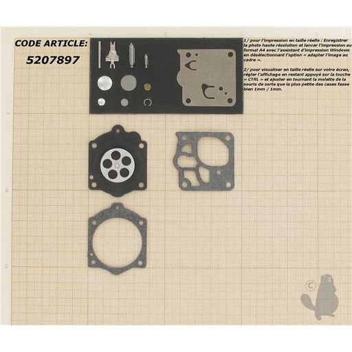 [K10-WJ] Kit réparation adaptable pour carburateur WJ monté sur Cifarelli Emak HOMELITE HUSQVARNA Mc CULL, 5207897, 520-7897