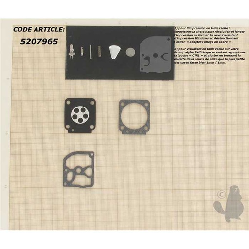 [RB-55] Kit réparation adaptable pour carburateur C1Q monté sur OLEO-MAC 935F 935DF STIHL et autres. Rempla, 5207965, 520-7965