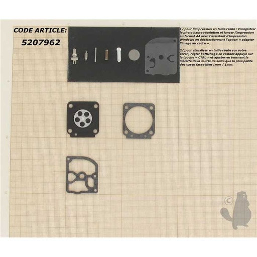 [RB-51] Kit réparation adaptable pour carburateur C1Q monté sur HUSQVARNA HC45 STIHL 044 et autres. Remplac, 5207962, 520-7962