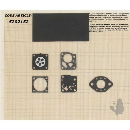 [DG-2HU] Kit membranes carburateur adaptable pour TILLOTSON. Remplace origine: DG-2HU, DG-2HU, DG2HU