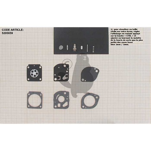 [RB-132] Kit de réparation carburateur adaptable pour C1Q-SK2. Remplace origine: RB-132 RB132., 5205659, RB132., 520-5659