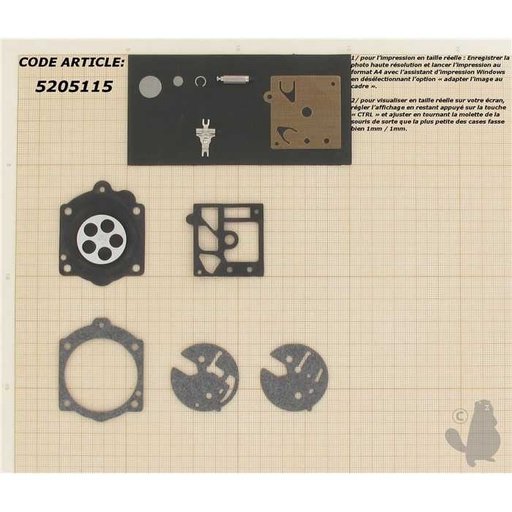 [K10-HDB.] Kit de réparation adaptable pour carburateur WALBRO. Remplace origine: K10-HDB., 5205115, 520-5115