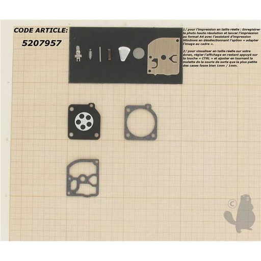 [RB-45] Kit réparation adaptable pour carburateur C1Q monté sur HUSQVARNA 45 40 H51 240 245 JONSERED 20, 5207957, 520-7957