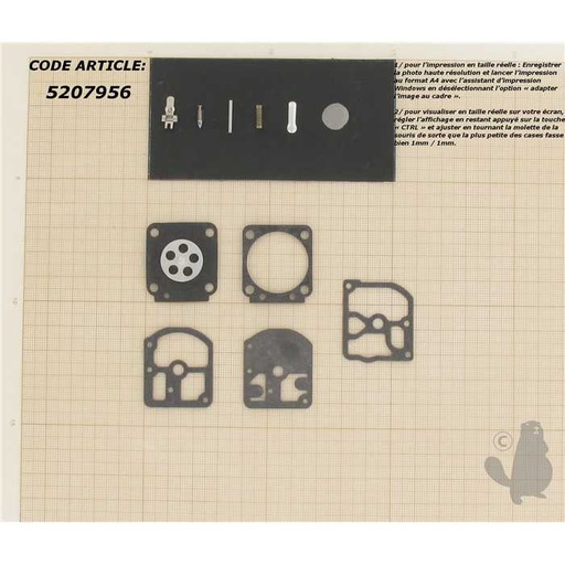 [RB-44] Kit réparation adaptable pour carburateur C1Q monté ECHO PB4600 PB6000 STIHL et autres. Remplace ori, 5207956, 520-7956
