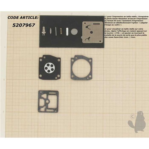[RB-60] Kit réparation adaptable pour carburateur C1Q monté sur HUSQVARNA 365 JONSERED 2065 STIHL 020 et a, 5207967, 520-7967