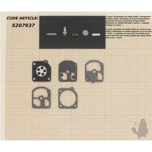[RB-14] Kit réparation adaptable pour carburateur monté sur Komatsu G300 G300AVS. Remplace origine: RB-14, 5207937, 520-7937