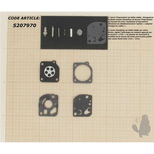 [RB-63] Kit réparation adaptable pour C1Q monté sur ECHO HC2100 HC2300 HC1600 et HC2000 Mitsubishi TO-85 , 5207970, 520-7970