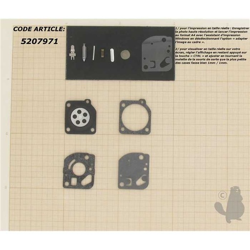 [RB-64] Kit réparation adaptable pour carburateur C1Q monté sur ECHO SRM2305 SRM2015 SRM2100 SRM2455 GT2, 5207971, 520-7971