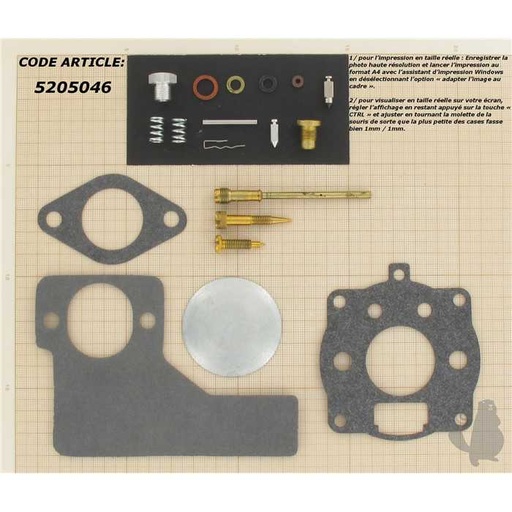 [394989.] Kit réparation carburateur adaptable pour BRIGGS et STRATTON 10 11 et 16 ch. monocylindre fonte hor, 5205046, 520-5046