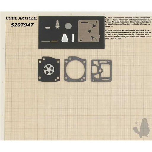 [RB-31] Kit réparation adaptable pour carburateur C1U monté sur Green Machine STIHL 034 034 Super 036 036, 5207947, 520-7947