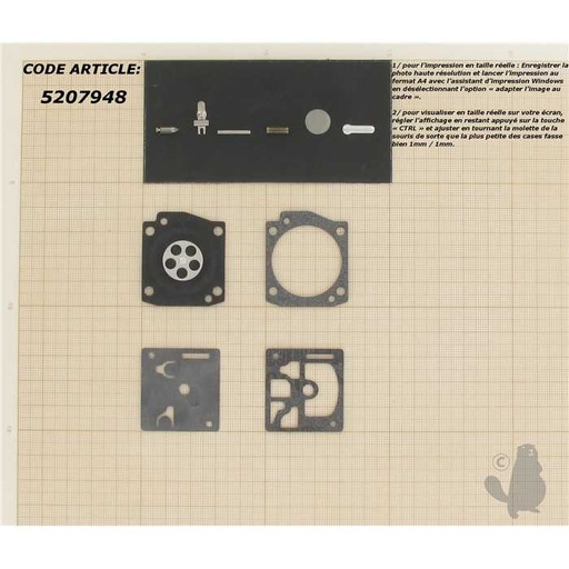 [RB-32] Kit réparation adaptable pour carburateur C1U monté sur Green Machine STIHL 034 034 Super. Remplac, 5207948, 520-7948
