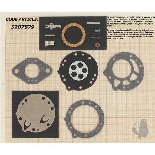 [RK-113HL] Kit réparation adaptable pour carburateur HL monté sur STIHL 070 et 090. Remplace origine: RK-113HL, 5207879, 520-7879