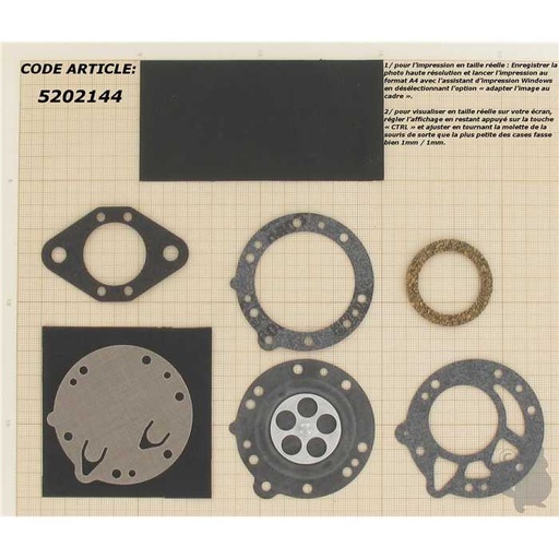 [DG-2HL] Kit membranes carburateur adaptable pour TILLOTSON. Remplace origine: DG-2HL, 5202144, 520-2144