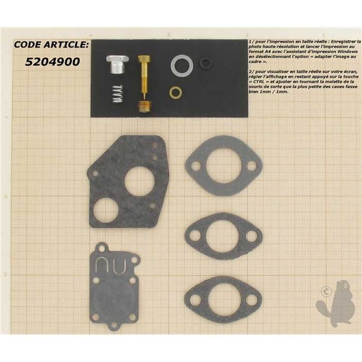 [520-4900] Kit réparation carburateur adaptable pour BRIGG et STRATTON modèles 2 degrés Pulsa-Jet - 60200 6090, 5204900, 520-4900