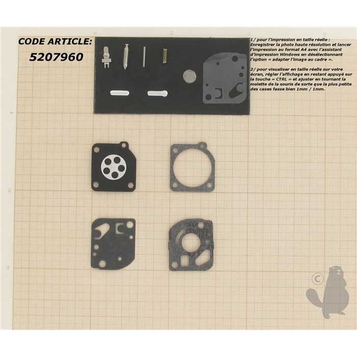 [RB-48] Kit réparation adaptable pour carburateur C1Q monté sur ECHO WP1000 SRM2600 Mc CULLOCH 28cc 32cc , 5207960, 520-7960