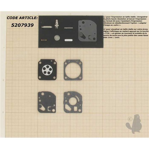 [RB-23] Kit réparation adaptable pour carburateur C1U monté sur ECHO HC1500 SV4B et autres. Remplace origin, 5207939, 520-7939