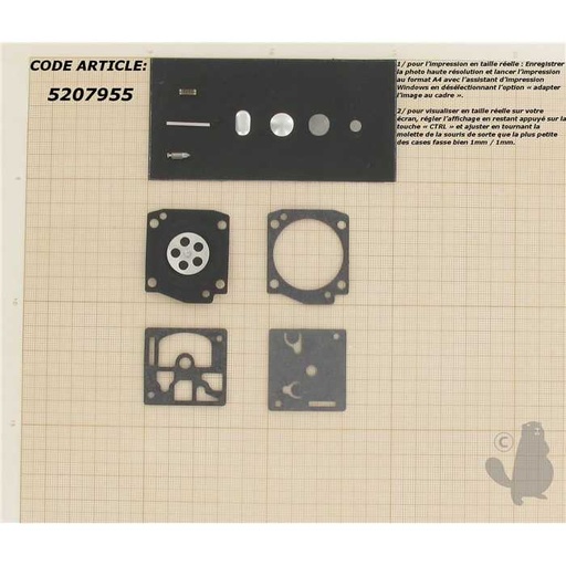[RB-43] Kit réparation adaptable pour carburateur C1Q monté ECHO CS4100 CS4600 CS4400 STIHL et autres. Re, 5207955, 520-7955