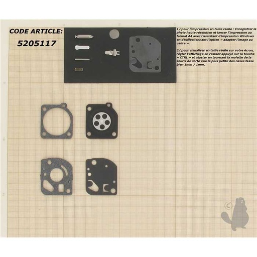 [RB-21] Kit réparation adaptable pour carburateur C1U monté ECHO SRM2300 SRM1500 GT2100 GT2103 GT1100 P, 5205117, 520-5117