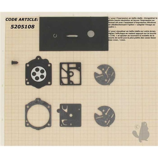 [K10-HDC.] Kit de réparation adaptable pour carburateur WALBRO. Remplace origine: K10-HDC., K10HDC
