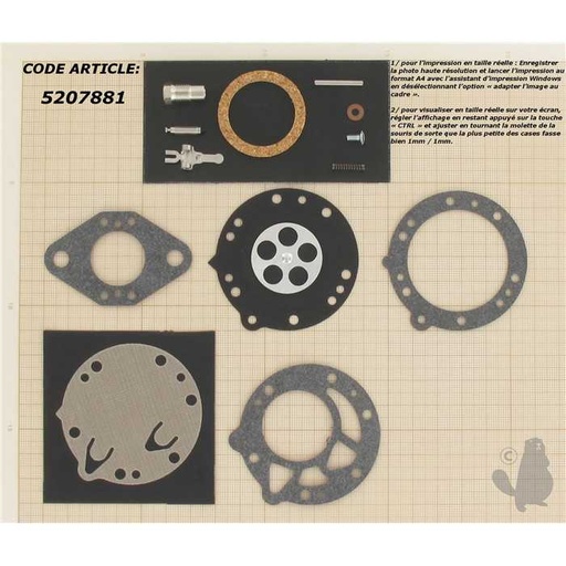 [RK-114HL] Kit réparation adaptable pour carburateur HL monté sur STIHL08 TF350 et TS350. Remplace origine: RK, 5207881, 520-7881