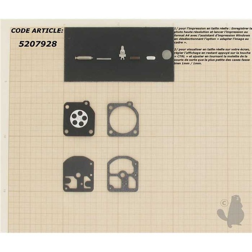[RB-2] Kit réparation adaptable pour carburateur monté sur EFCO Jet 460 AVS 300 400 et OLEO-MAC. Remplac, 5207928, 520-7928