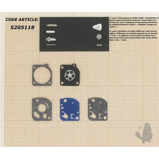 [520-5118] kit réparation carburateur, 5205118, 520-5118