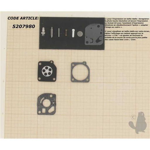 [RB-78] Kit réparation adaptable pour carburateur C1Q monté sur STIHL POULAN Weed Eater Featherlite et au, 5207980, 520-7980