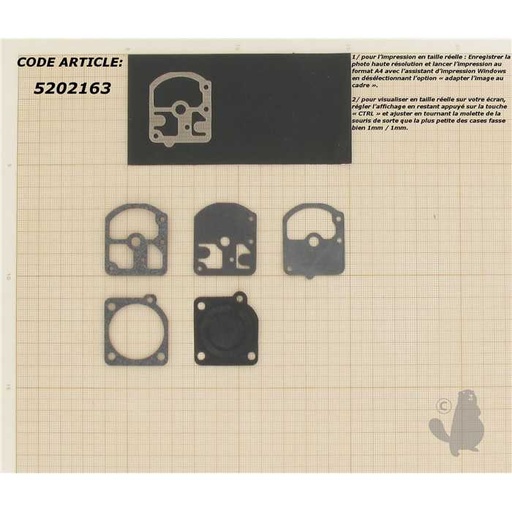 [GND32] Kit membranes carburateur adaptable pour ZAMA. Remplace origine: GND32 K015011 15022 15027 15032, 5202163, 15022, 15032., K015011, 520-2163, 15027
