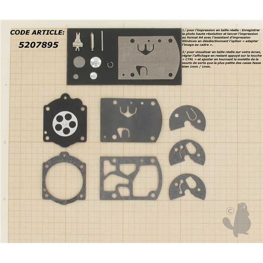 [K11-WB] Kit réparation adaptable pour carburateur WB monté sur DOLMAR 166. Remplace origine: K11-WB, 5207895, 520-7895