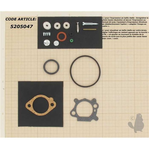 [493762] Kit réparation adaptable BRIGGS et STRATTON pour moteurs 3 5 4 ch. Max et Quantum 5 ch. Industrial, 498260, 5205047, 520-5047