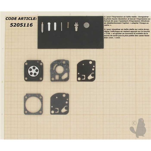 [RB-20] Kit réparation adaptable pour carburateur C1U monté sur DOLMAR MS30 ST155 ST175 ST185 ST385 HB , 5205116, 520-5116