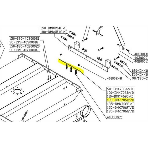 [DMK706DVD] Barre support de chaine faucheuse de refus DELMORINO PMK120, 706DVD, DMK706DVD