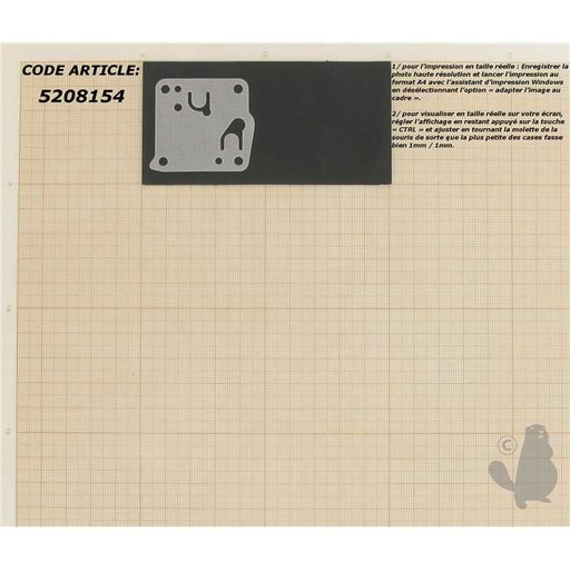 [520-8154] Membrane adaptable pour carburateur TILLOTSON type HS, 5208154, 520-8154