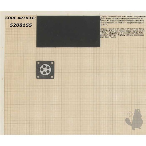 [520-8155] Membrane adaptable pour carburateur TILLOTSON type HU, 5208155, 520-8155