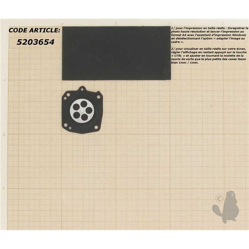 [237-653] Membrane adaptable pour carburateur type HS. Remplace origine: 237-653 601, 5203654, 520-3654