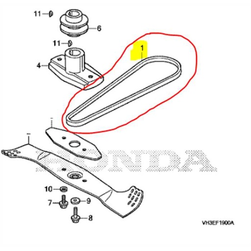 [22431-VK7-750] Courroie trapezoidale HRX426-HRG466 Z30.5