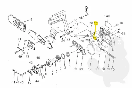 [C334-000150] Pièce de frein chaine Shindaiwa 377-352s-285s-357-757, C334000150, 72316-54570, 7231654570
