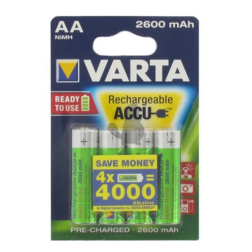 [210-9916] Blister de 4 accumulateurs rechargeables VARTA 1 5 V - 2600 mAh - Type AA HR06., 2109916, 210-9916