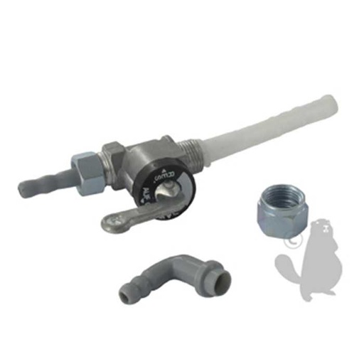 [420-5193] Robinet à essence métallique universel avec Filtre nylon - pour tuyau de diam : 6mm - filetages: M12, 4205193, 420-5193